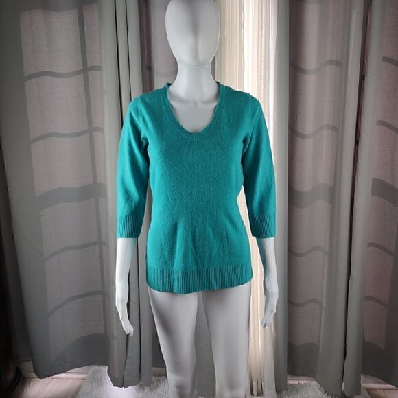 Karen Scott Sweaters - Karen Scott Women's 3/4 Sleeve Teal Pullover Sweater Size Small